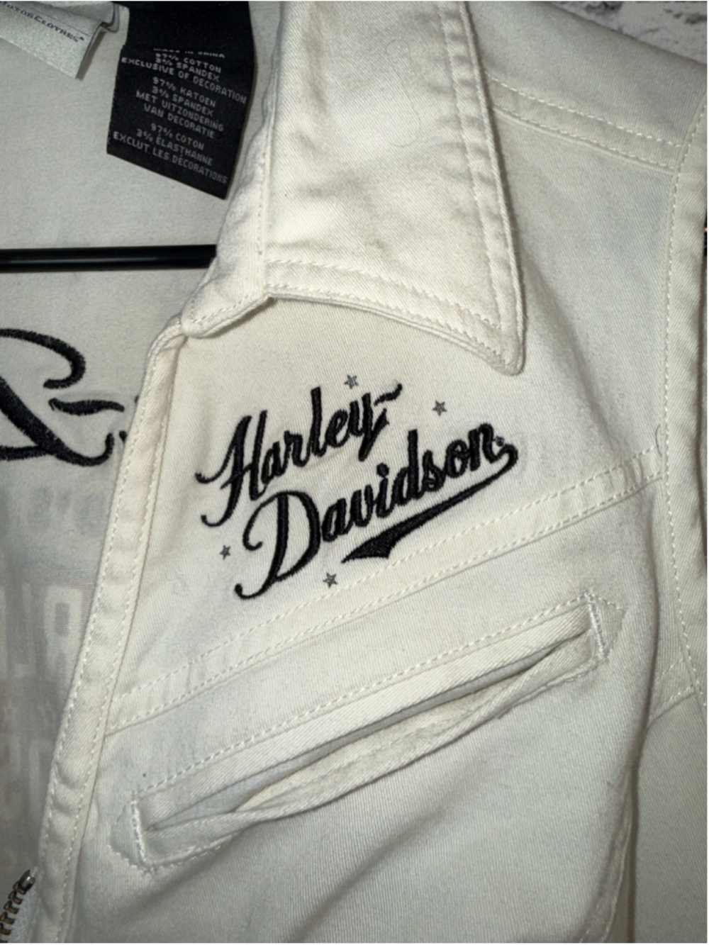 Women's Harley-Davidson Vest Size 1X White & Orange Graphic Vest Zip Up - Picture 8 of 12